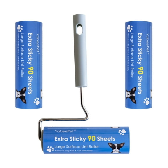 YabeePet Lint Roller, Large Surface Pet Hair Remover, 90 Sheets, 6.3 Inch Width, Includes 1 Roller & 2 Refills