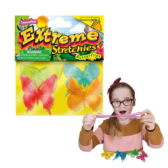 Extreme Stretchies – Butterfly by Deluxebase 4-Pack Cute Stretchy Animal Toys for Kids and Parties