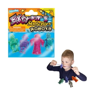 Extreme Stretchies Robots – 4 Pack Futuristic Stretch Toys from Deluxebase for Kids Party Favours