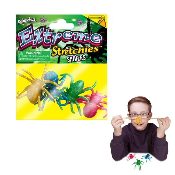 Extreme Stretchies - Spider from Deluxebase. Pack of 4 Small Scary Animal Stretchy Toys. Perfect for kids, great party favors and pinata stuffers