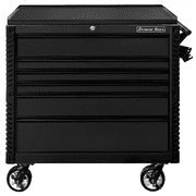 Extreme Tools EX Professional Series 41 Inch 6 Drawer Open Top Tool Cart with PVC-coated work surface - Matte Black with Black Drawer Pulls