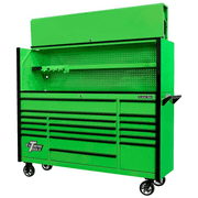 Extreme Tools DX 72" Hutch & 17 Drawer Roller Cabinet Combo, Green