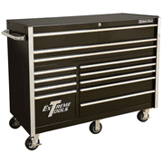 Extreme Tools RX Series 12 Drawer Roller Cabinet Black w Chrome Drawer Pulls