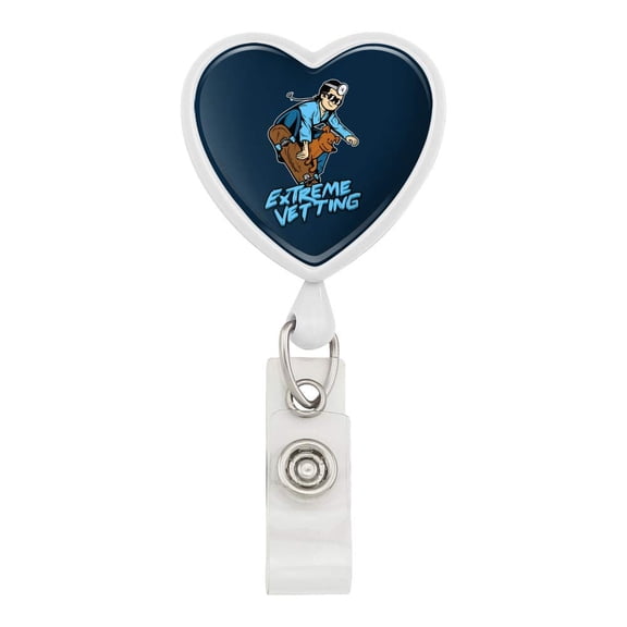 Extreme Vetting Veterinarian Vet Skateboard Funny Humor Heart Lanyard Retractable Reel Badge ID Card Holder