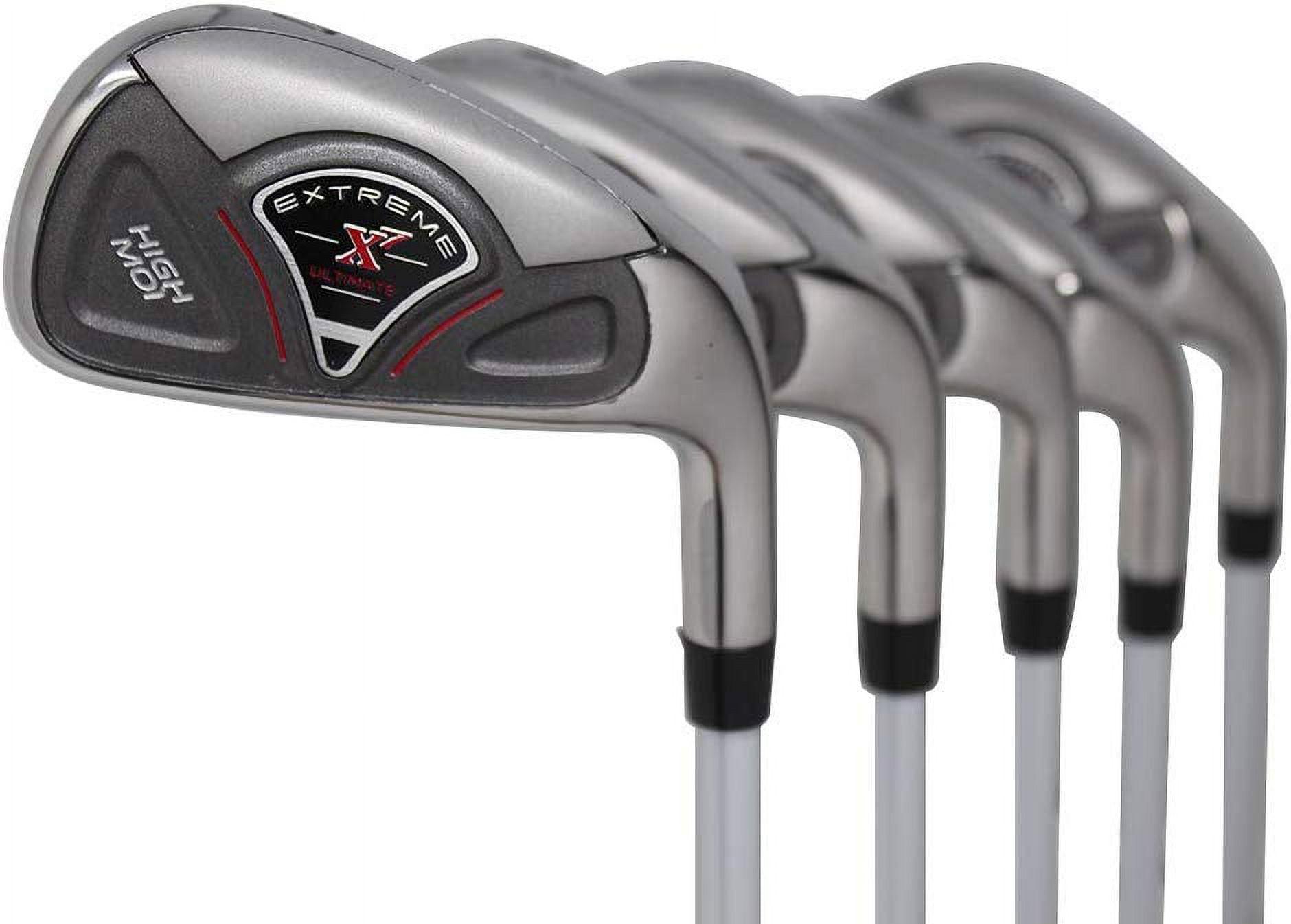 Extreme X7 High MOI +1 inch Over Big & Tall Men's Complete 5-Piece Iron Set (7-SW) Right Handed Regular R Flex Graphite Shafts (Tall 6'0"+ / +1" Over) with Midsize Black Pro Velvet Grips