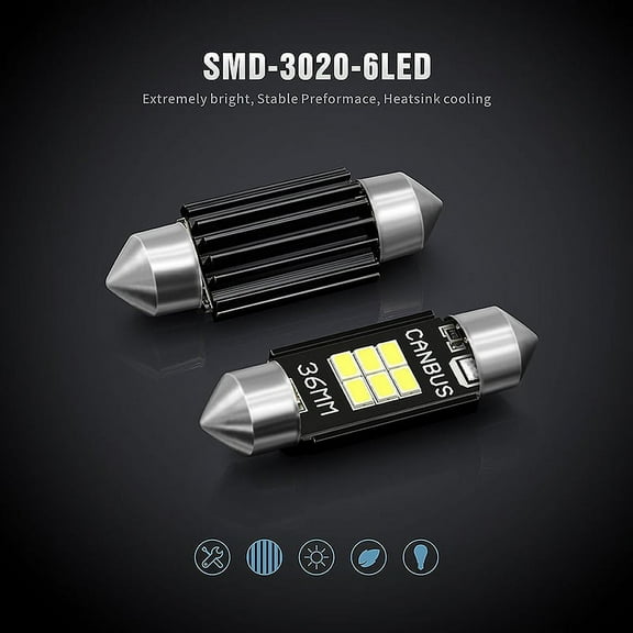 Extremely Bright 400 Lumens 3020 Chipset Canbus Error Free Led Bulbs For Interior Car Lights License Plate Dome Map Door Courtesy 36Mm Festoon De3175 6428 Xenon White