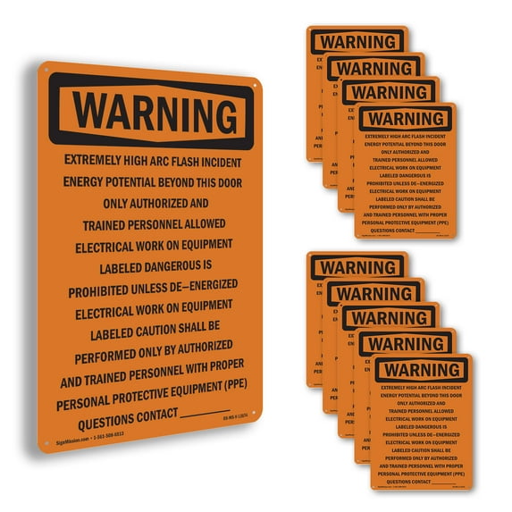 Extremely High Arc Flash Incident OSHA WARNING Aluminum Sign 14 Inch x 10 Inch - 10 Pack