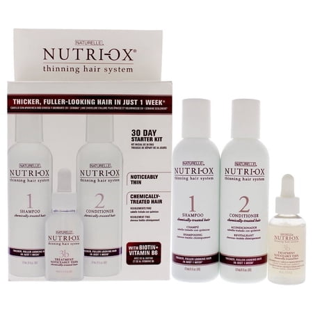 Nutri-Ox Extremely Thin Chemically Treated Hair Starter 3 Pc Gift Set - 6oz Shampoo Chemically-Treated, 6oz Conditioner Chemically-Treated, 1.5oz Treatment for First Signs Noticeably Thin