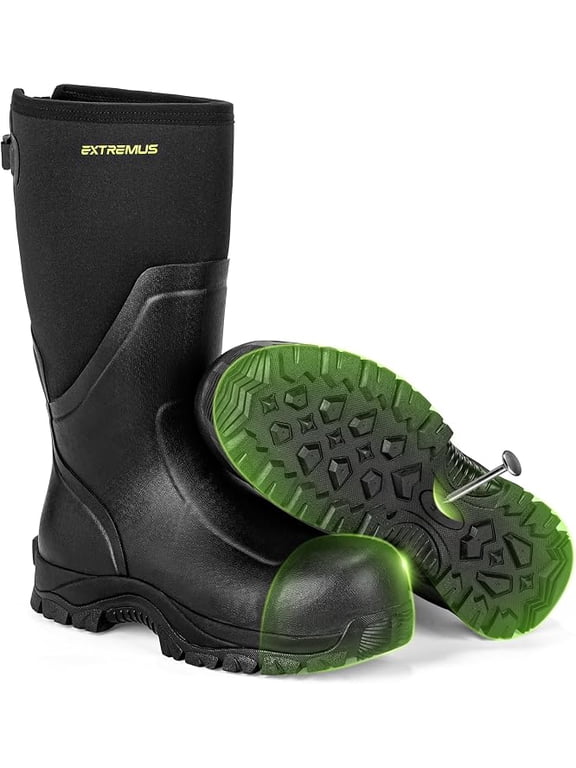 by KastKing RhinoToe Men's Rubber Work Boots, Waterproof, Fiberglass Toe, Anti-Slip