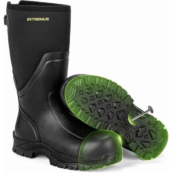 Extremus by KastKing RhinoToe Men's Rubber Work Boots, Waterproof, Fiberglass Toe, Anti-Slip