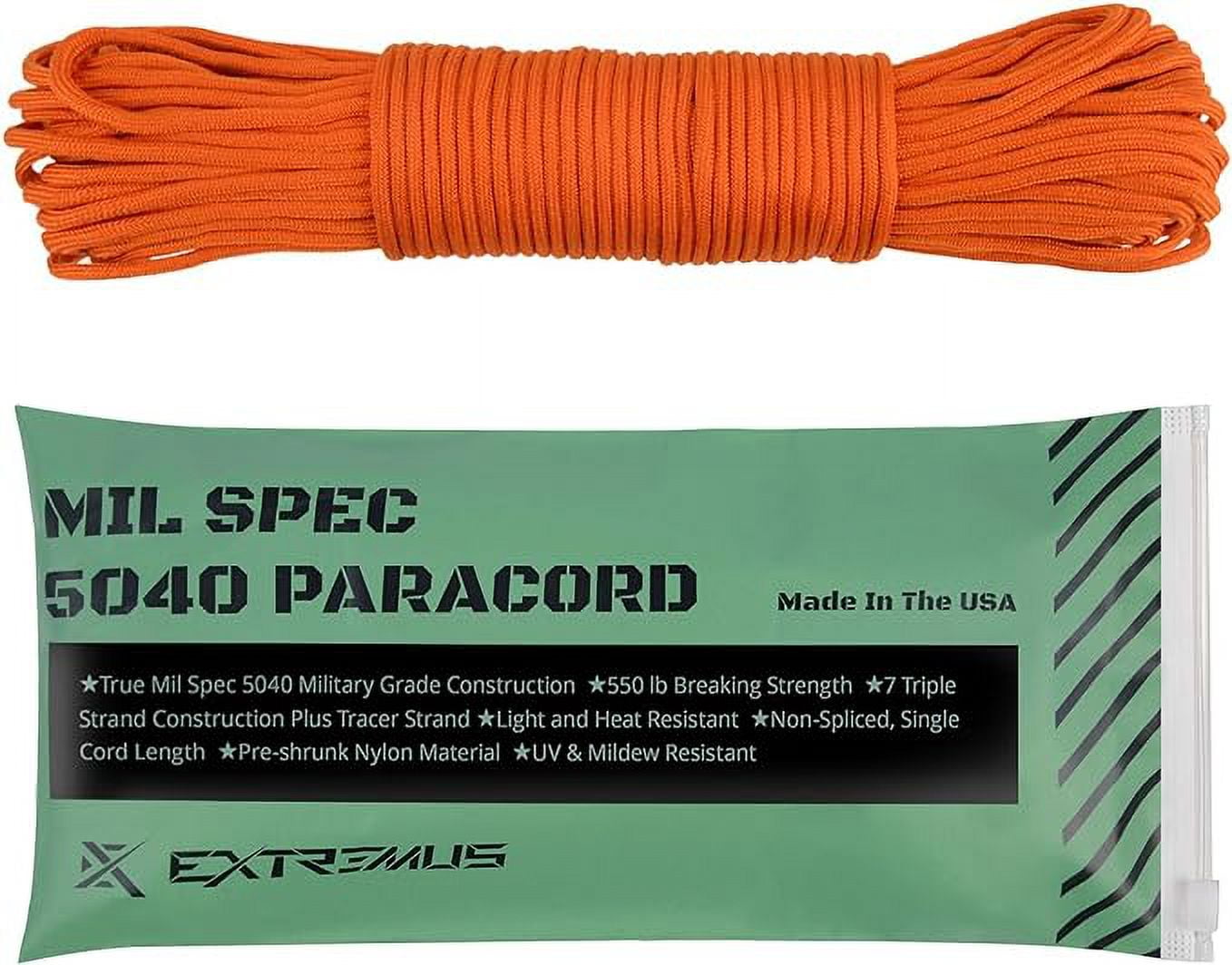 Extremus True Mil Spec 5040 Paracord, Made in The USA, Military Grade