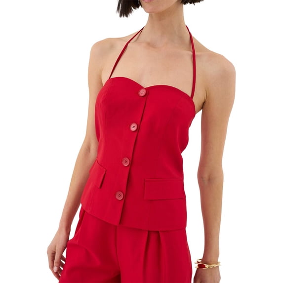 Extro&Vert womens Halter Neck Co-Ord Top, 16, Red