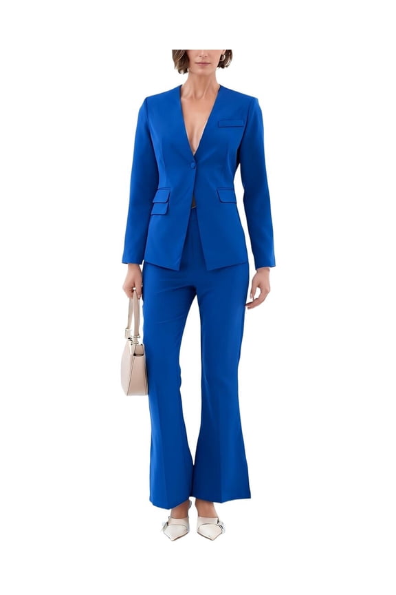 womens Tailored Buttoned Blazer, 10, Blue