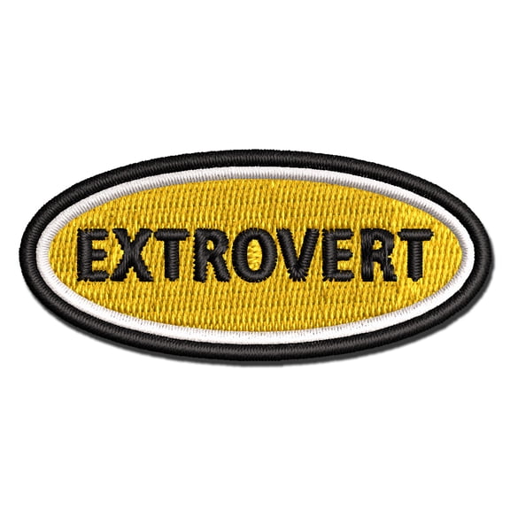 Extrovert Social Label Applique Multi-Color Embroidered Iron-On Patch - 2.5 Inch Small