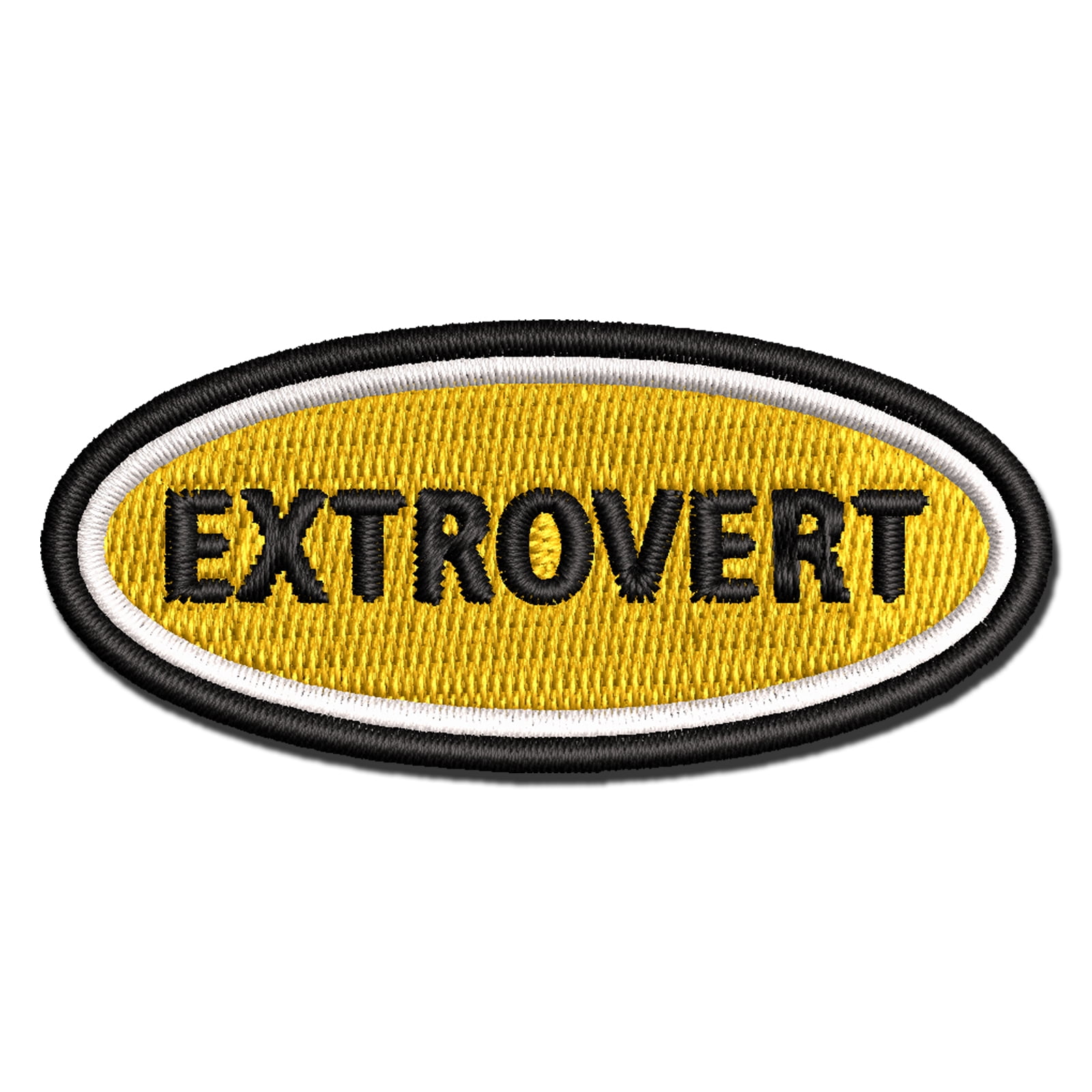 Extrovert Social Label Applique Multi-Color Embroidered Iron-On Patch - 3.5 Inch Large