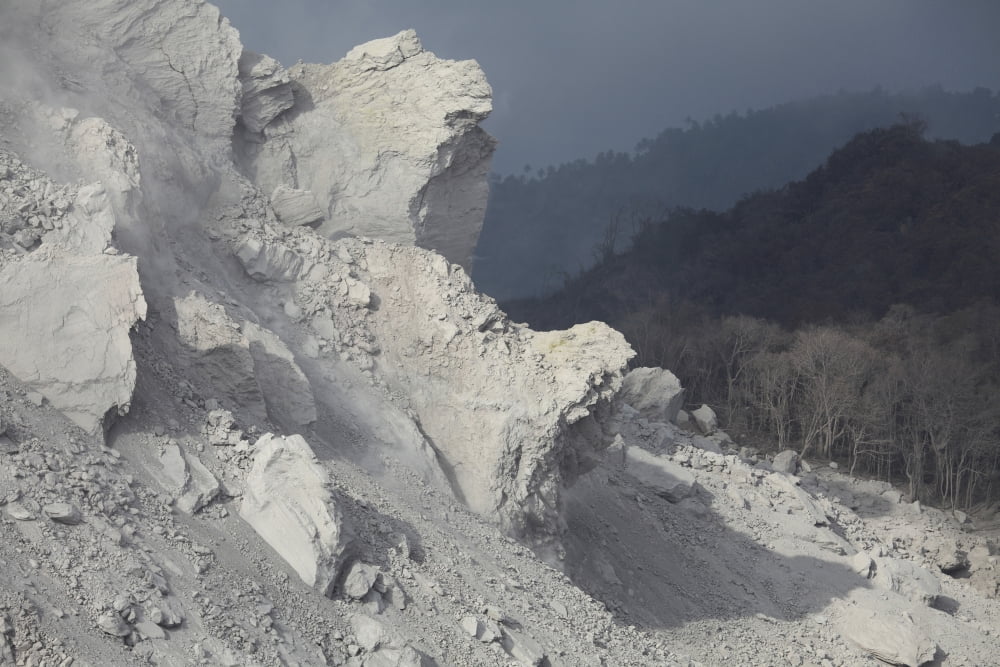 Extrusion lobes on flank of Rerombola lava dome of Paluweh volcano Canvas Art - Richard RoscoeStocktrek Images (18 x 12)