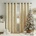 thumbnail image 1 of Exultantex Blackout Window Curtain Grommets Gold Metallic Print Snowflake Floral Thermal Insulated ,50x95,2PCS,Ivory, 1 of 6