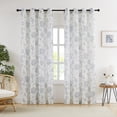thumbnail image 1 of Exultantex European Floral Grommet Curtain 52x84 Inch, Semi-Sheer Grey Blue, 1 of 6