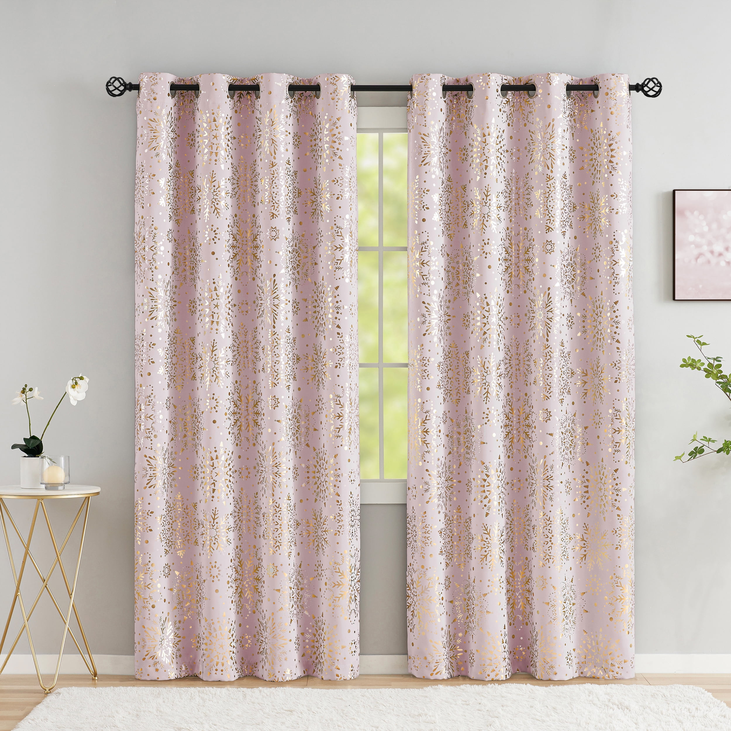 Exultantex Kids Pink Solid Print Winter Grommet Blackout Sliding Glass Door Curtain, 50" x 95" 2 Panels