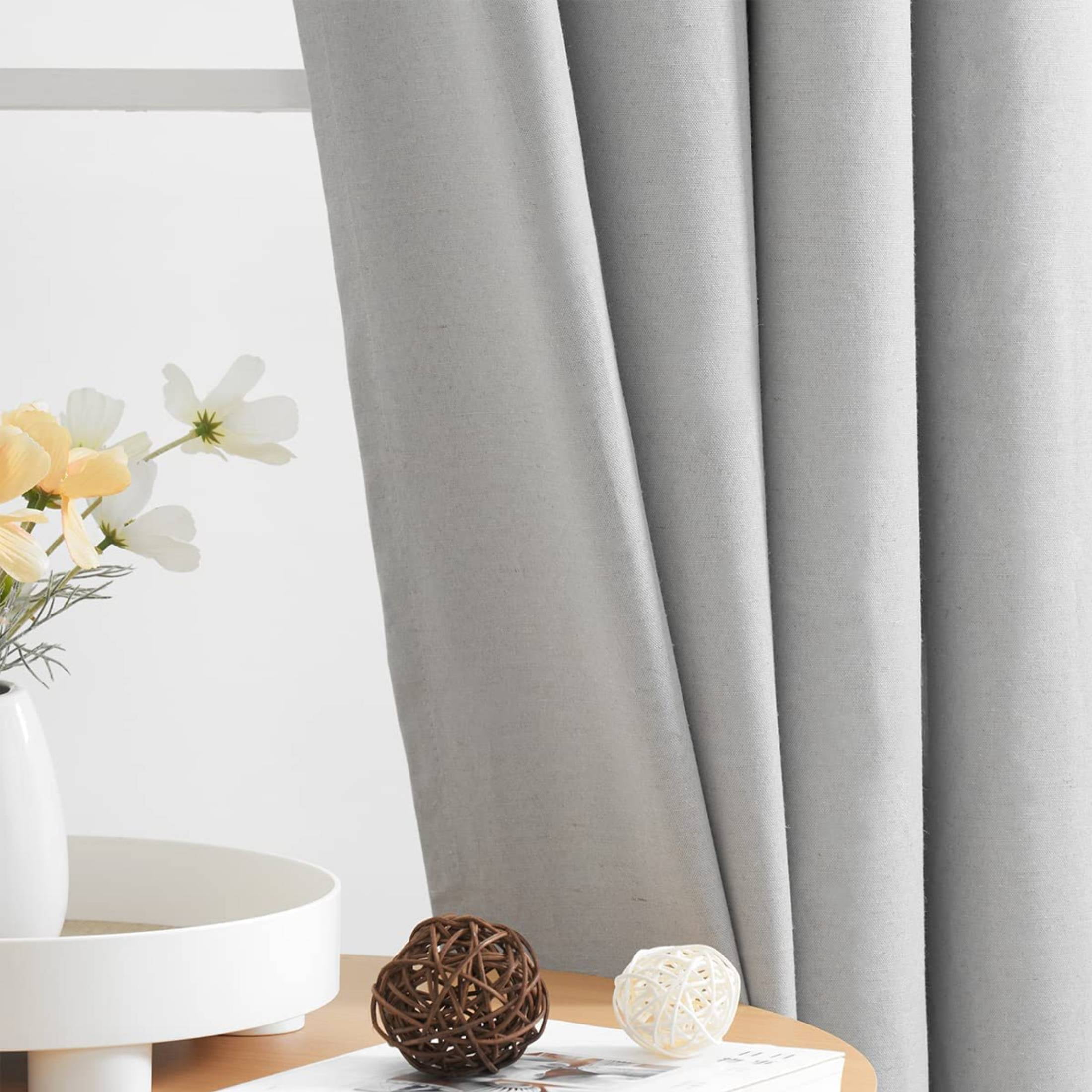 Exultantex Light Grey Thermal Curtains Panels Blackout Solid Linen Drapes for Bedroom, 54"Wx63"Lx 2, Grommet Top