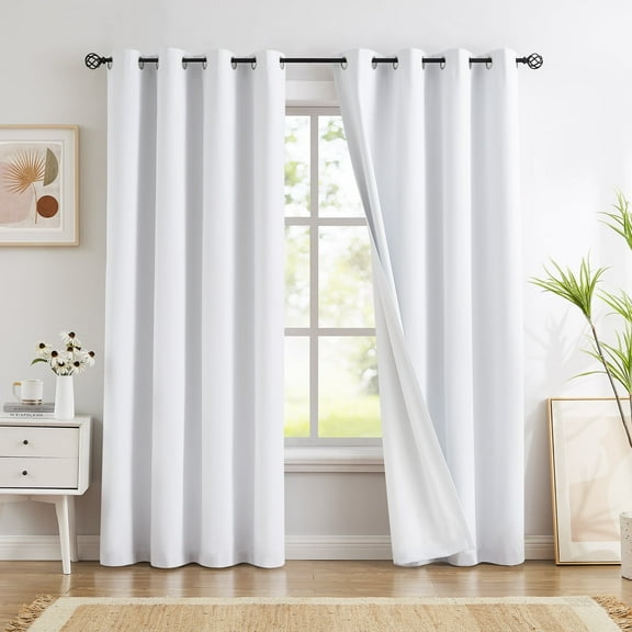Exultantex Solid Blackout Curtains Linen Thermal Insulated Window Curtains for Bedroom,54x95 Inch,2 Panels,Grommet Top, Bleached White