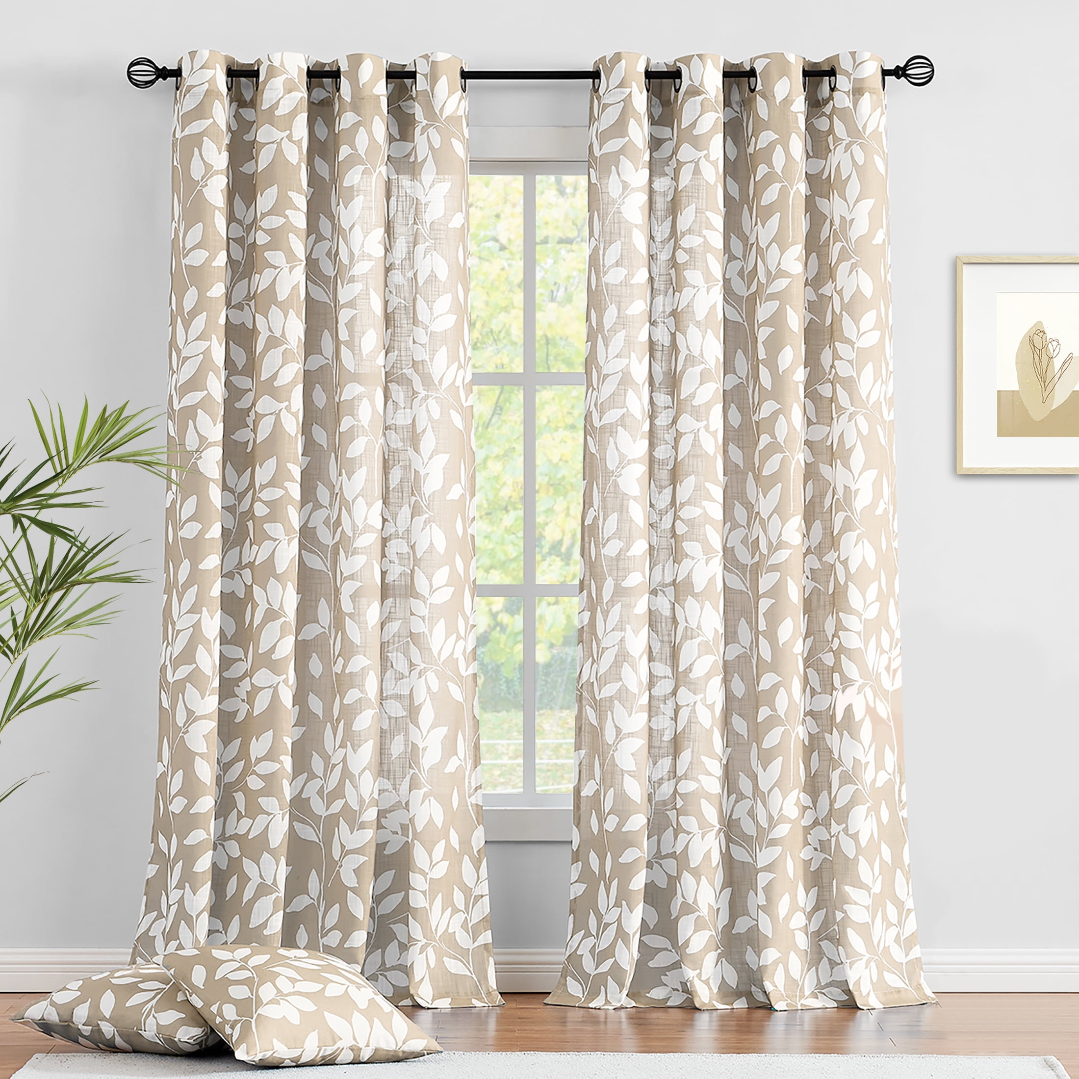 Exultantex Taupe Semi Sheer Curtains