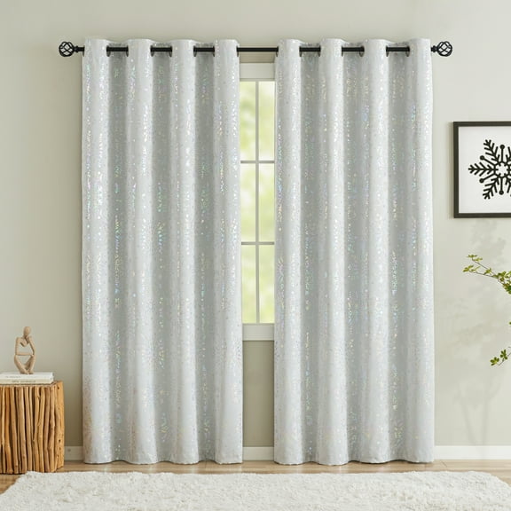 Exultantex White Blackout Window Curtain Panels Colorful Shining Classic Vintage Floral Curtains,Grommet Top,50x63,2pcs
