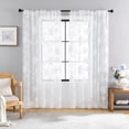thumbnail image 1 of Exultantex White Floral Sheer Curtains Vintage Rose and Leaf Lace Window Curtain Panel with Decorative Scalloped Edge for Bedroom,54"Wx84"L,2pcs Rod Pocket, 1 of 7