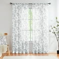 thumbnail image 1 of Exultantex White and Grey Sheer Curtains Leaf 84 inch Long 2 Panels Rural Garden Linen Textured, Rod Pocket, 1 of 6