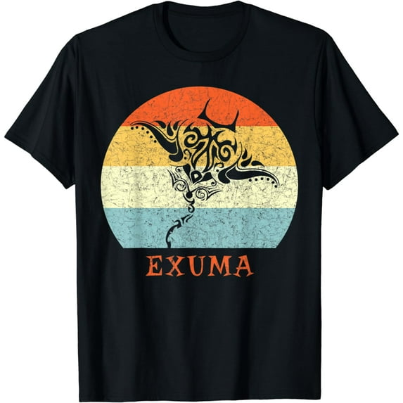 Exuma, Bahamas Vintage Retro Tribal Stingray Vacation T-Shirt