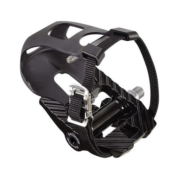 Exustar PS816-C8 Indoor Training Pedals w/ Toe Clips SPD 9/16" Alloy Body Black