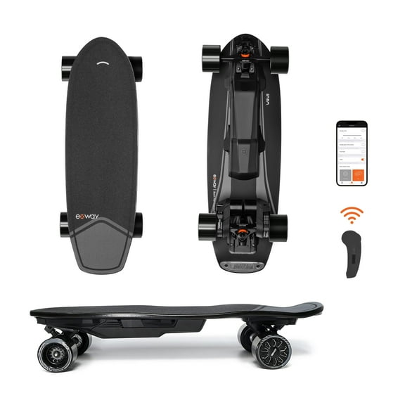 Exway Wave Riot Electric Skateboard with Remote, Speed 23mph, Range 13miles, Quick-Swap Battery, Max Load 440lbs , IP55 Waterproof, Cruiser for Adults & Teens