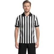 Exxact Sports Referee Shirt Men, Athletic Fit Basketball Referee Shirt for Sports & Costumes, in V-Neck & Zipper Styles A3XL, Quarter Zipper