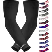 Exxact Sports Compression Arm Sleeves for Men & Women, 1 Pair Performance Sleeves for Baseball, Football, Youth & Adult Sizes - Black Solid, AM