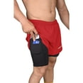 thumbnail image 1 of Exxact Sports 2 in 1 Shorts Men - Athletic Shorts with Compression Liner Men, Dry Fit Running Shorts with Phone Pocket (Red, AM), 1 of 7