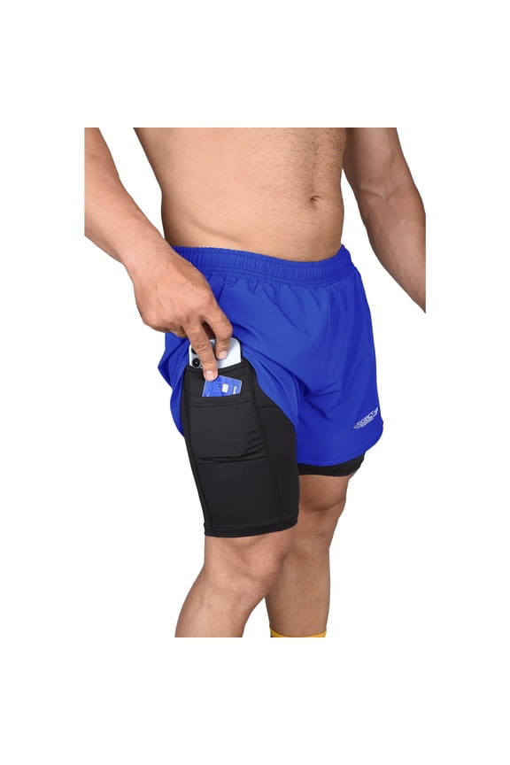 2 in 1 Shorts Men - Athletic Shorts with Compression Liner Men, Dry Fit Running Shorts with Phone Pocket (Royal Blue, AS)