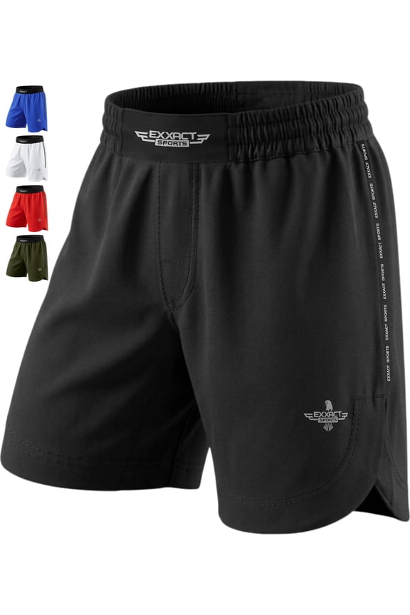 MMA Shorts, No Gi BJJ Shorts for Men for Boxing, UFC, Kickboxing, Grappling, Jiu Jitsu & Cross Training (Black, Small)