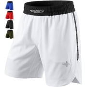 Exxact Sports MMA Shorts, No Gi BJJ Shorts for Men for Boxing, UFC, Kickboxing, Grappling, Jiu Jitsu & Cross Training White, Large