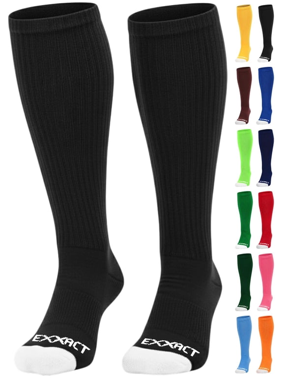 Over the Calf Baseball Socks - Athletic Tube Socks for Football, Softball, Hockey, Youth & Adult Sizes (Black, Small)