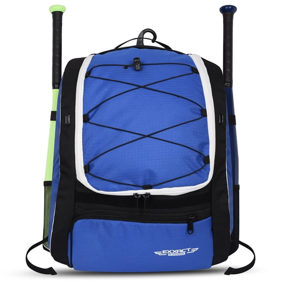 Exxact Sports Baseball Bat Bag - Softball Bag for Girls and Boys with Shoe Compartment and Fence Hook, Holds Glove, Helmet and Bat (Royal Blue)