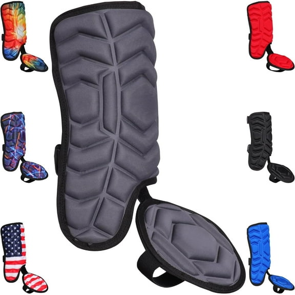 Exxact Sports Batter's Baseball Leg Guard with Adjustable Straps, Shin Guard Baseball - (Dark Grey, Youth - Left Handed Hitter)
