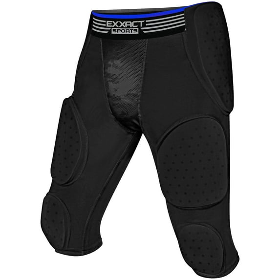 Exxact Sports Battle 7-Pad Youth Football Girdle with Cup Pocket, Lightweight Padded Compression Shorts with Integrated Ultra Flex Pads, Boys Girdle Football (Black, YS)