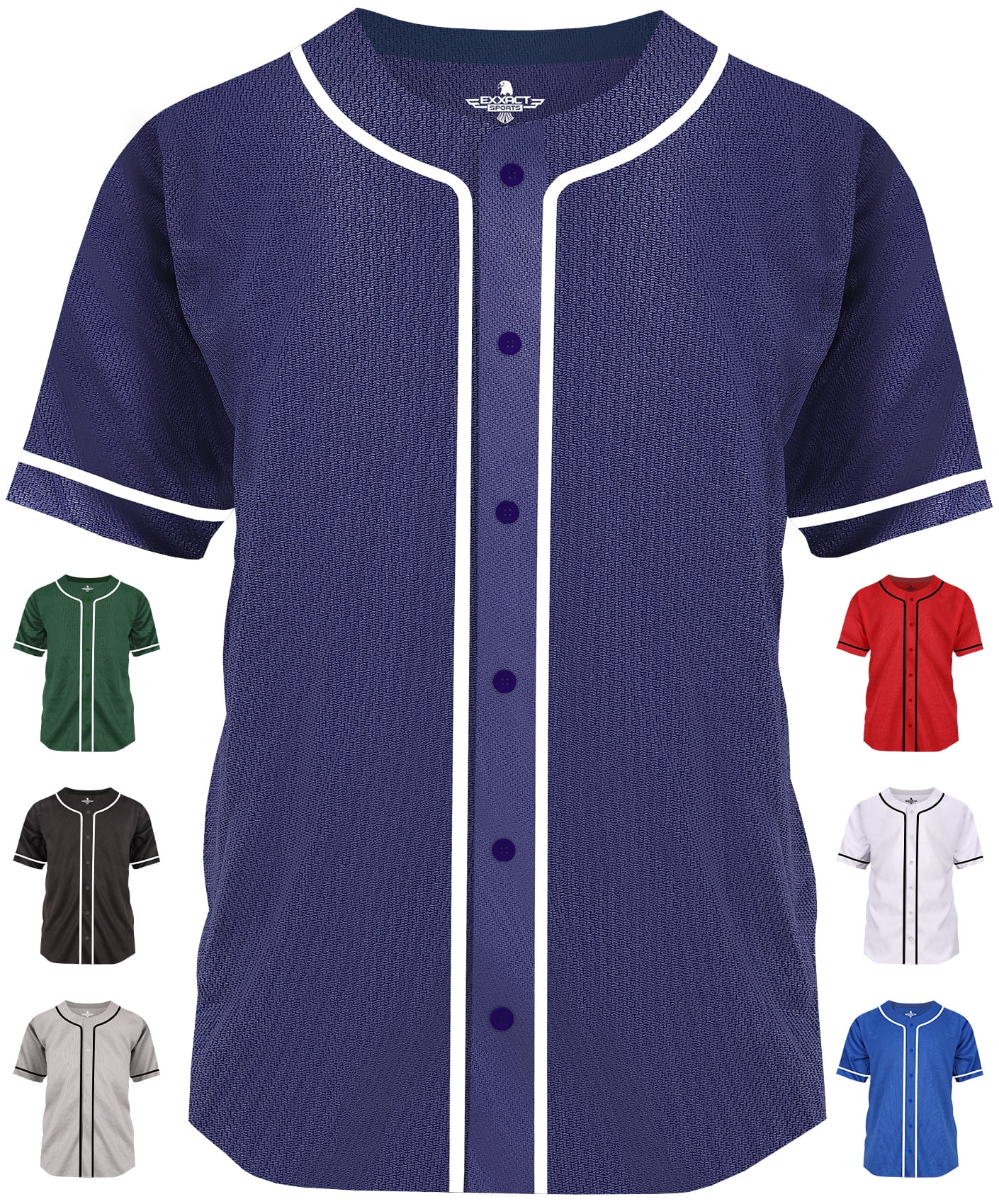 Exxact Sports Blank Baseball Jersey Men, Full Button Down Plain ...