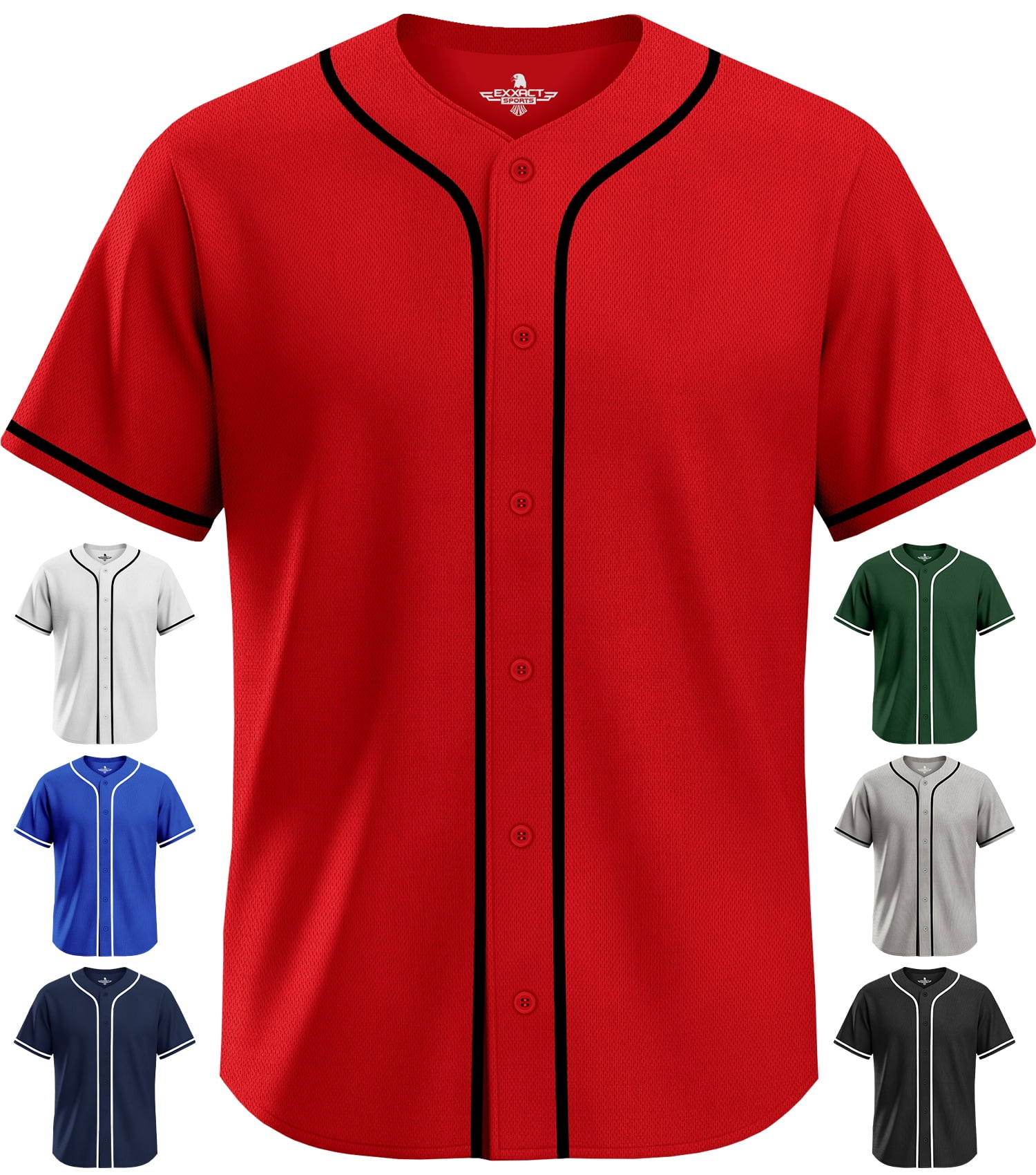 Exxact Sports Blank Baseball Jersey Men, Full Button Down Plain ...