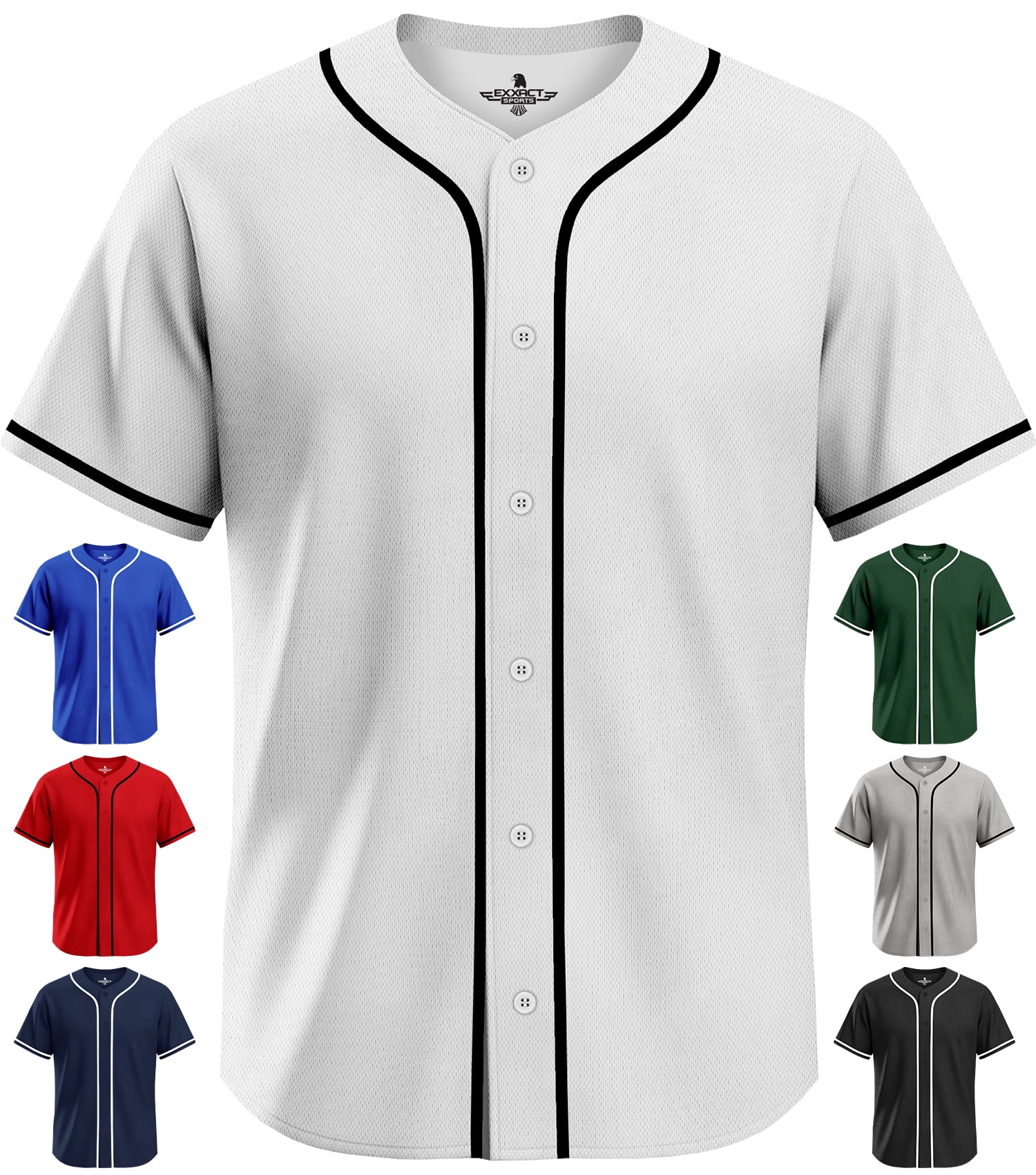 Exxact Sports Blank Baseball Jersey Men, Full Button Down Plain ...