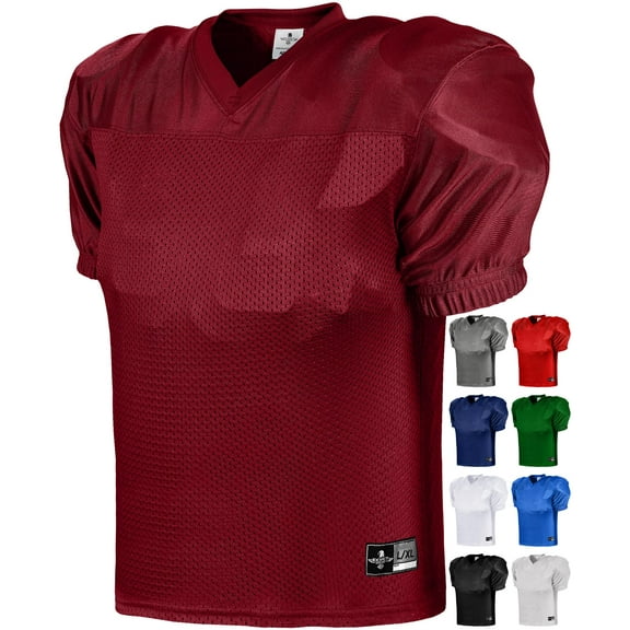 Exxact Sports Boys Football Practice Jersey - Pro-Style, Lightweight & Breathable Mesh Youth Football Jersey for Kids (Maroon, Youth Large / X-Large)