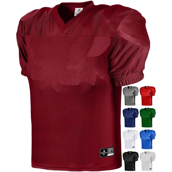 Exxact Sports Boys Football Practice Jersey - Pro-Style, Lightweight & Breathable Mesh Youth Football Jersey for Kids (Maroon, Youth Small / Medium)