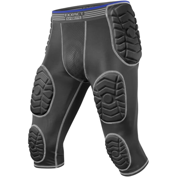 Exxact Sports Combat 7-Pad Youth Football Girdle with Cup Pocket, Padded Compression Shorts with Integrated Pads, Boys Girdle Football (YL, Black Combat)