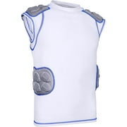 Exxact Sports Defender Adult Padded Football Shirt - Football Rib Protector with Shoulder & Spine Football Pads, 5-Pad Football Compression Shirt White, Adult Medium