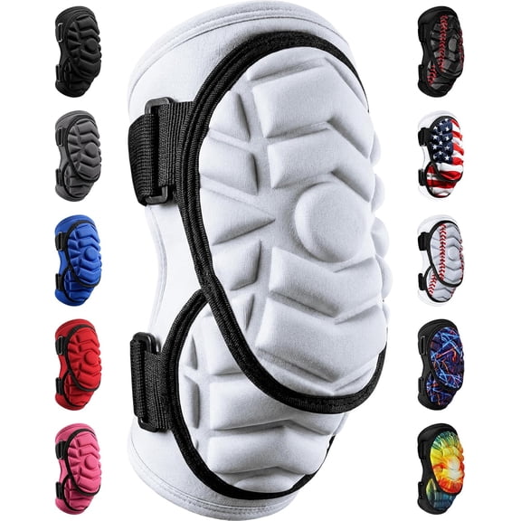 Exxact Sports Defender Plus Softball Elbow Guard Baseball, Batters Baseball Elbow Guard Youth & Adult with Adjustable Straps - (White, Youth)